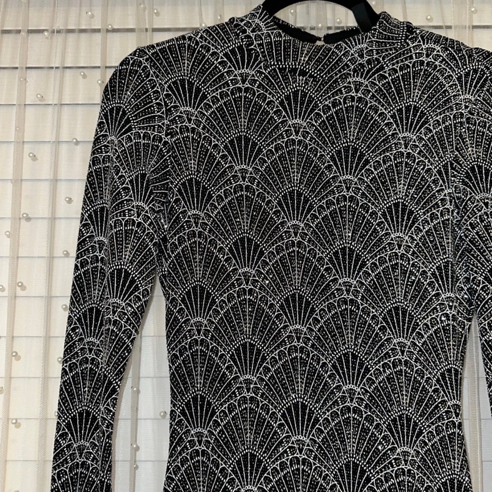 Black And Silver Patterned Dress - image 2